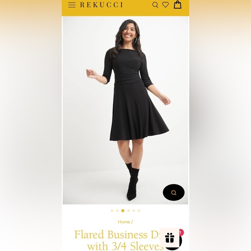 Rekucci Flared Business Dress with 3/4 SleevesNWT